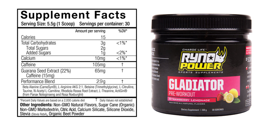 GLADIATOR Strawberry Lemonade Pre-Workout Drink Mix